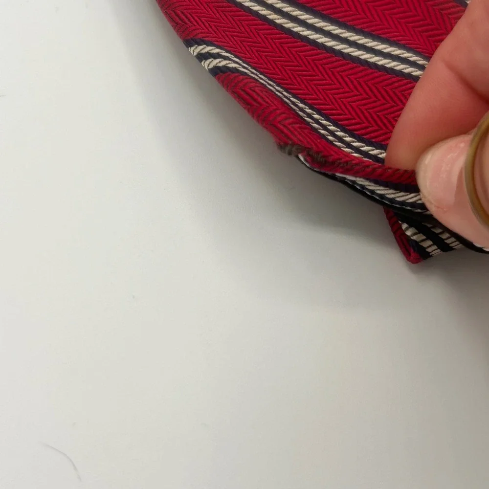 Brooks Brothers Makers Red Silk Striped Herringbone Tie Woven USA Made